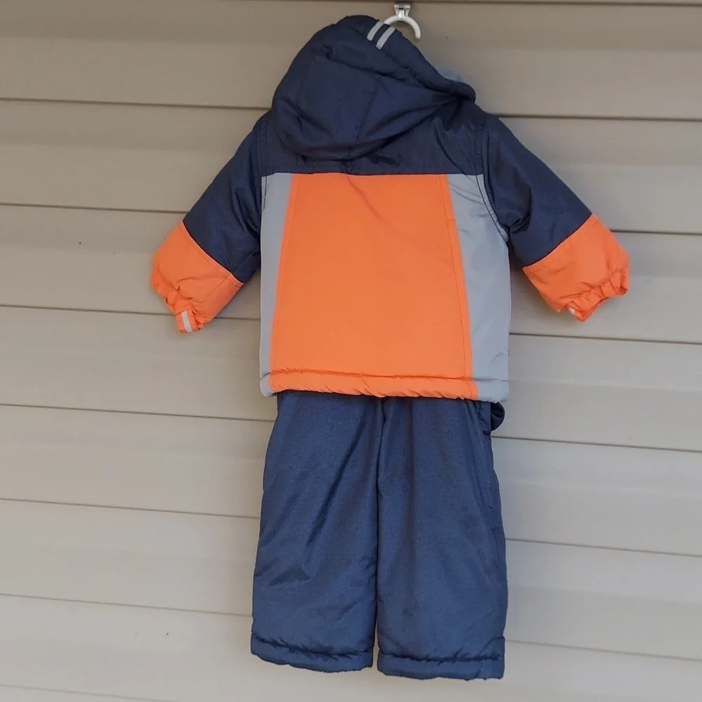 NWOT OshKosh B'gosh Orange and Blue Winter Snowsuit Coat and Bibs 12 Months